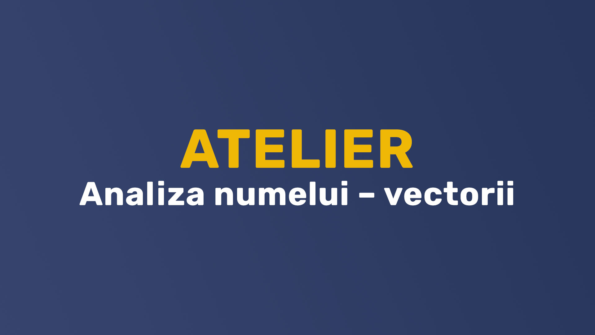 Atelier – Analiza NUMELUI & VECTORII